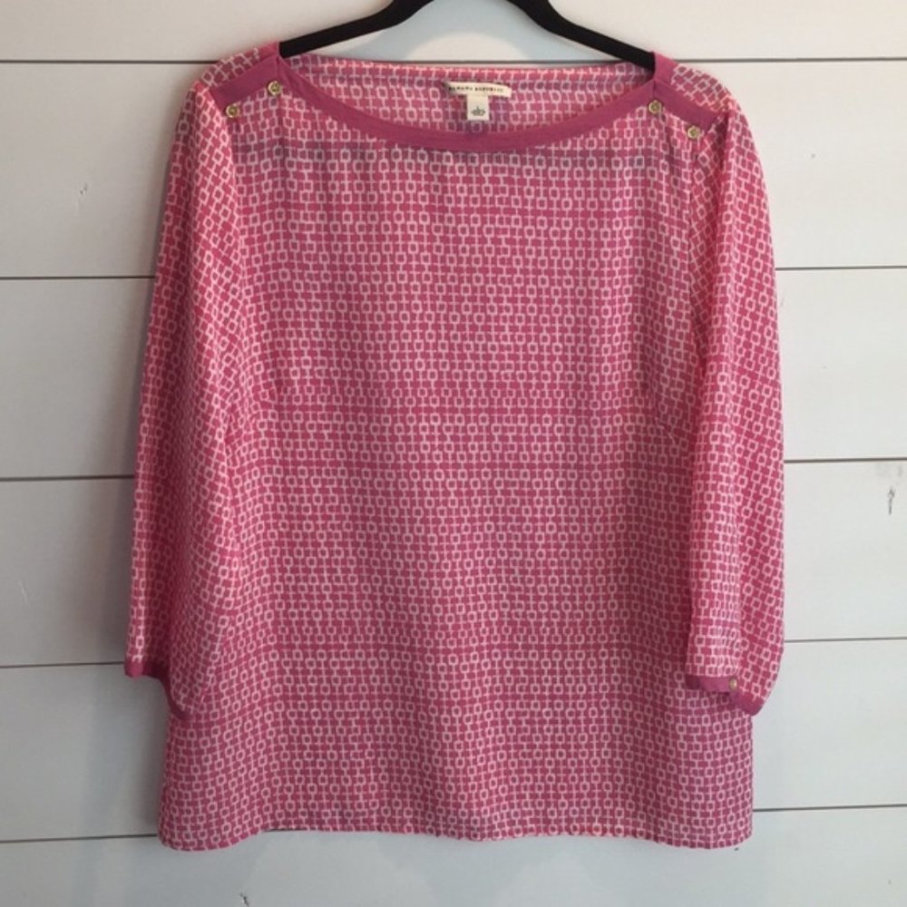 {Banana Republic}Sz L Pink Print Blouse